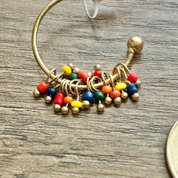 Vibrant Beaded Gold Hoop Earrings NEW - Picture 4 of 6